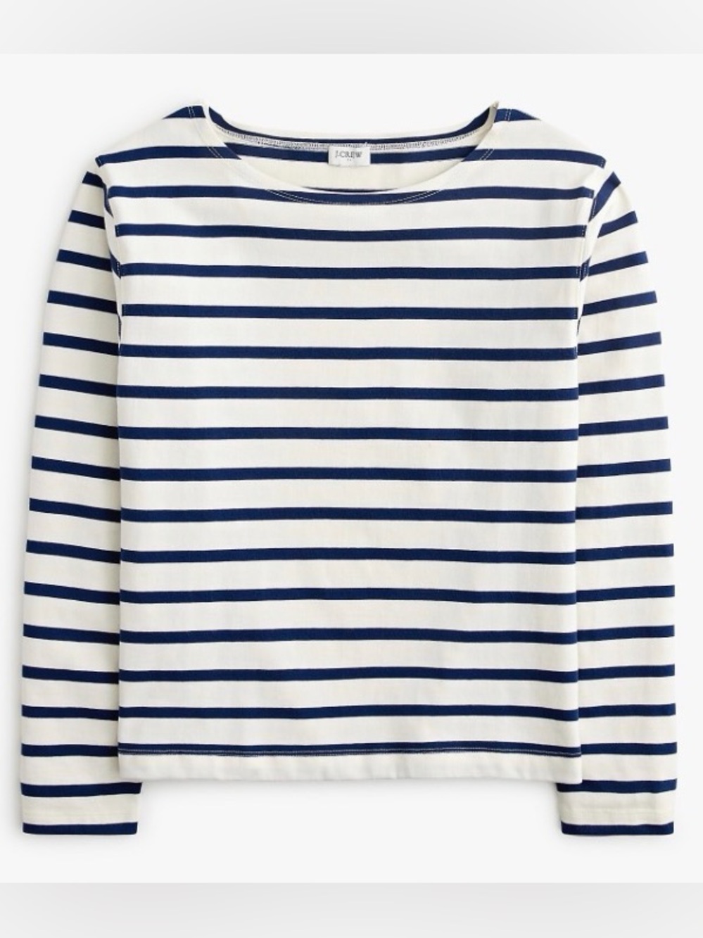 J.Crew Boatneck Navy and White Stripe Cotton Long Sleeve Tee Size 2XL NWOT